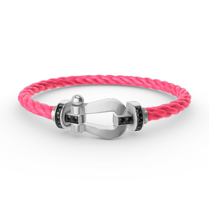 [Olivia JW]FORCE LARGE HORSESHOE BLACK DIAMOND BRACELET SILVER