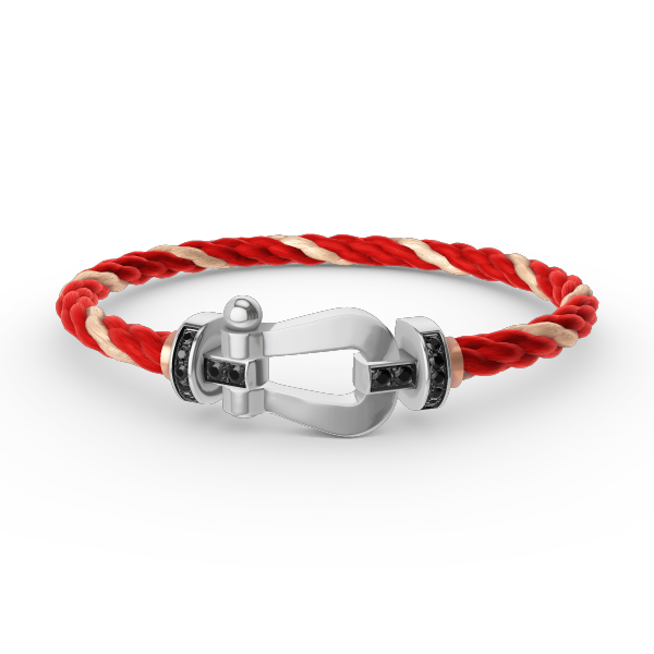 [Olivia JW]FORCE LARGE HORSESHOE BLACK DIAMOND BRACELET SILVER