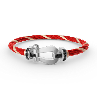 [Olivia JW]FORCE LARGE HORSESHOE BLACK DIAMOND BRACELET SILVER