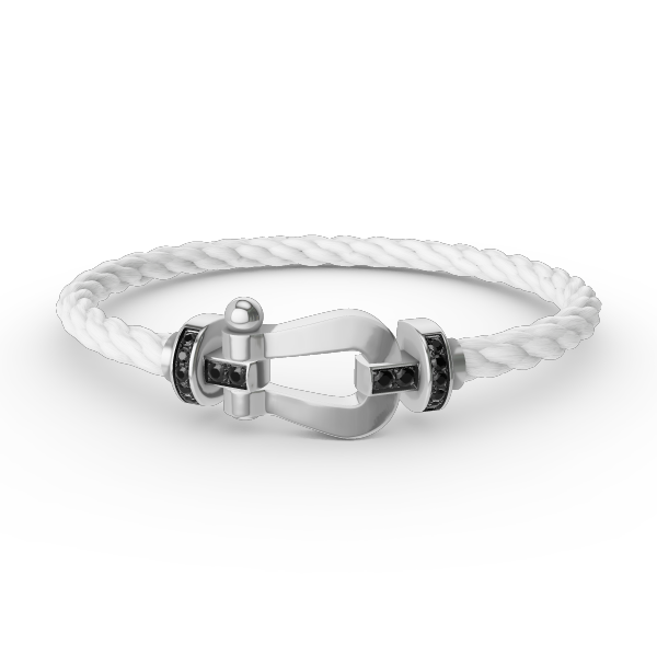 [Olivia JW]FORCE LARGE HORSESHOE BLACK DIAMOND BRACELET SILVER