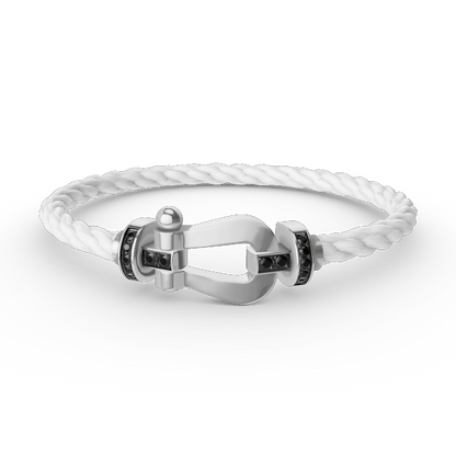 [Olivia JW]FORCE LARGE HORSESHOE BLACK DIAMOND BRACELET SILVER