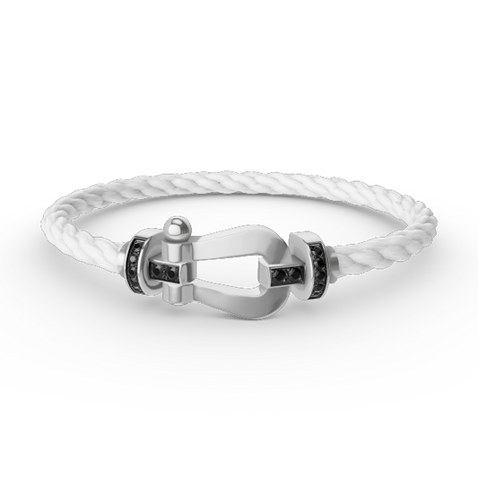 [Olivia JW]FORCE LARGE HORSESHOE BLACK DIAMOND BRACELET SILVER