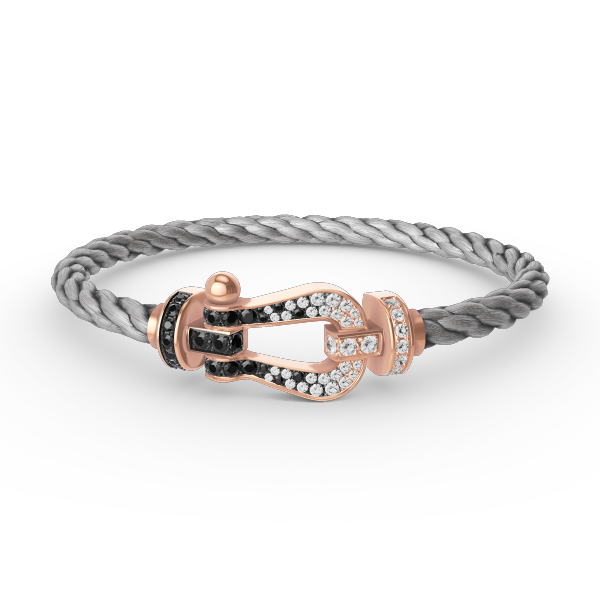 [Olivia JW]FORCE LARGE HORSESHOE BLACK WHITE DIAMOND BRACELET ROSE GOLD