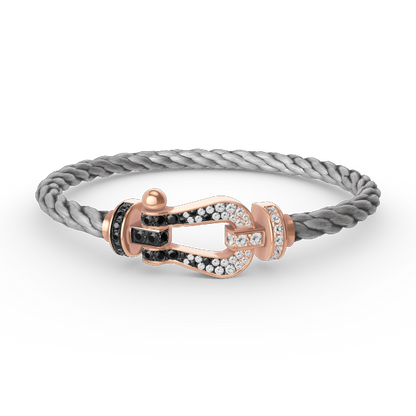 [Olivia JW]FORCE LARGE HORSESHOE BLACK WHITE DIAMOND BRACELET ROSE GOLD