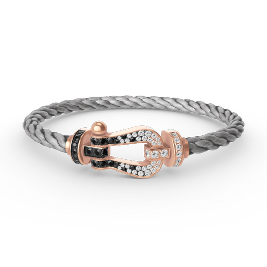 [Olivia JW]FORCE LARGE HORSESHOE BLACK WHITE DIAMOND BRACELET ROSE GOLD