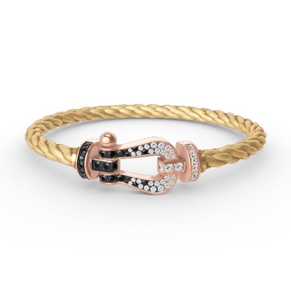 [Olivia JW]FORCE LARGE HORSESHOE BLACK WHITE DIAMOND BRACELET ROSE GOLD