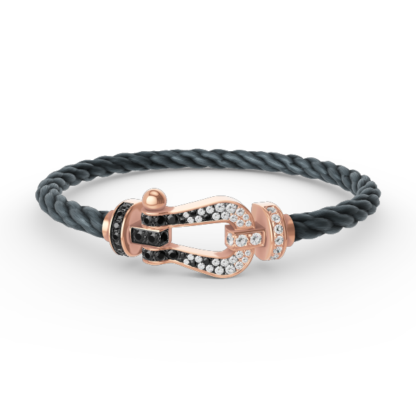 [Olivia JW]FORCE LARGE HORSESHOE BLACK WHITE DIAMOND BRACELET ROSE GOLD