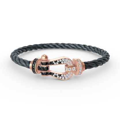 [Olivia JW]FORCE LARGE HORSESHOE BLACK WHITE DIAMOND BRACELET ROSE GOLD