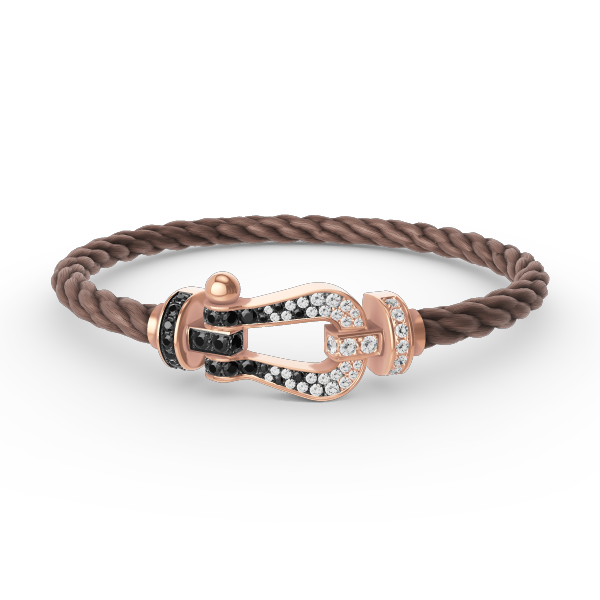 [Olivia JW]FORCE LARGE HORSESHOE BLACK WHITE DIAMOND BRACELET ROSE GOLD