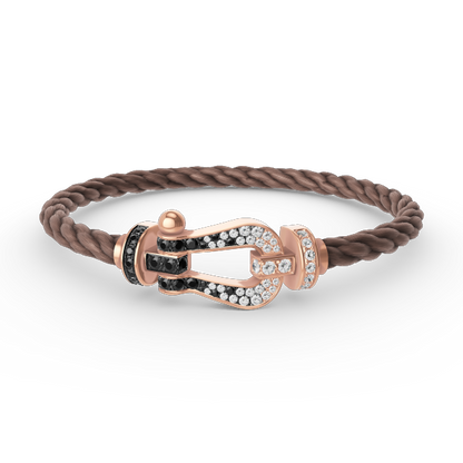 [Olivia JW]FORCE LARGE HORSESHOE BLACK WHITE DIAMOND BRACELET ROSE GOLD