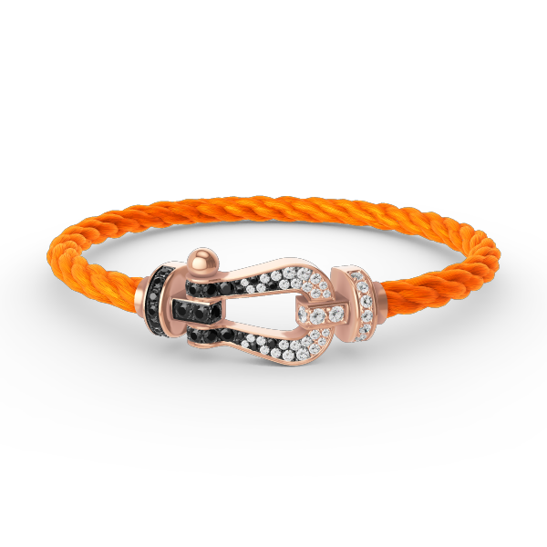 [Olivia JW]FORCE LARGE HORSESHOE BLACK WHITE DIAMOND BRACELET ROSE GOLD