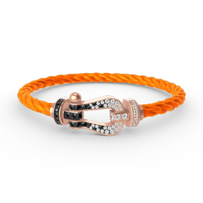 [Olivia JW]FORCE LARGE HORSESHOE BLACK WHITE DIAMOND BRACELET ROSE GOLD