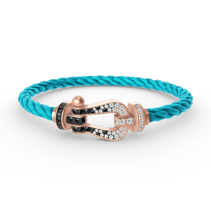 [Olivia JW]FORCE LARGE HORSESHOE BLACK WHITE DIAMOND BRACELET ROSE GOLD