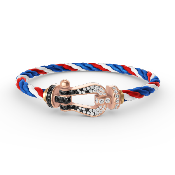 [Olivia JW]FORCE LARGE HORSESHOE BLACK WHITE DIAMOND BRACELET ROSE GOLD