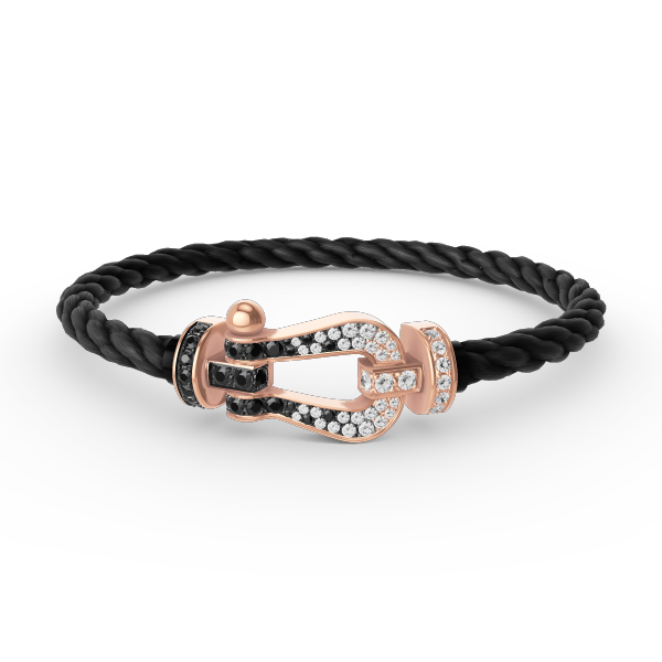 [Olivia JW]FORCE LARGE HORSESHOE BLACK WHITE DIAMOND BRACELET ROSE GOLD