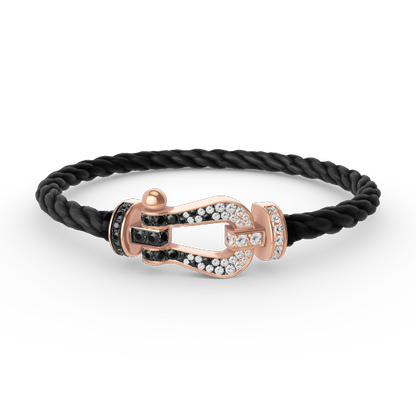[Olivia JW]FORCE LARGE HORSESHOE BLACK WHITE DIAMOND BRACELET ROSE GOLD