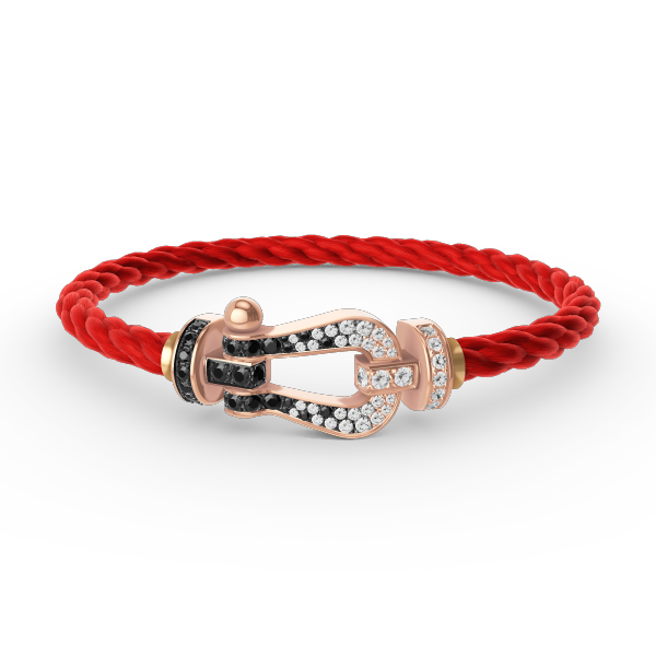 [Olivia JW]FORCE LARGE HORSESHOE BLACK WHITE DIAMOND BRACELET ROSE GOLD