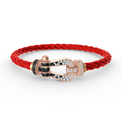[Olivia JW]FORCE LARGE HORSESHOE BLACK WHITE DIAMOND BRACELET ROSE GOLD