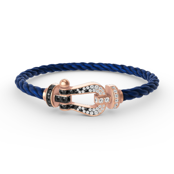 [Olivia JW]FORCE LARGE HORSESHOE BLACK WHITE DIAMOND BRACELET ROSE GOLD