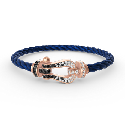 [Olivia JW]FORCE LARGE HORSESHOE BLACK WHITE DIAMOND BRACELET ROSE GOLD