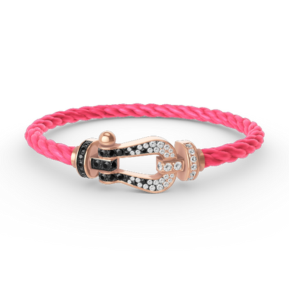 [Olivia JW]FORCE LARGE HORSESHOE BLACK WHITE DIAMOND BRACELET ROSE GOLD