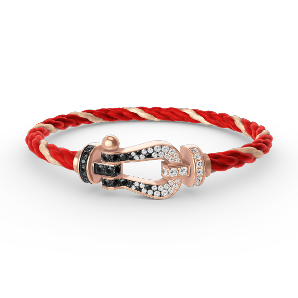 [Olivia JW]FORCE LARGE HORSESHOE BLACK WHITE DIAMOND BRACELET ROSE GOLD