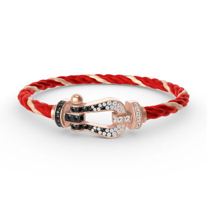 [Olivia JW]FORCE LARGE HORSESHOE BLACK WHITE DIAMOND BRACELET ROSE GOLD