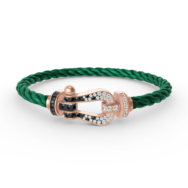 [Olivia JW]FORCE LARGE HORSESHOE BLACK WHITE DIAMOND BRACELET ROSE GOLD