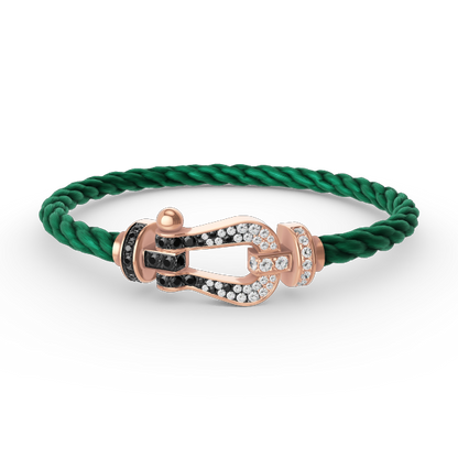 [Olivia JW]FORCE LARGE HORSESHOE BLACK WHITE DIAMOND BRACELET ROSE GOLD