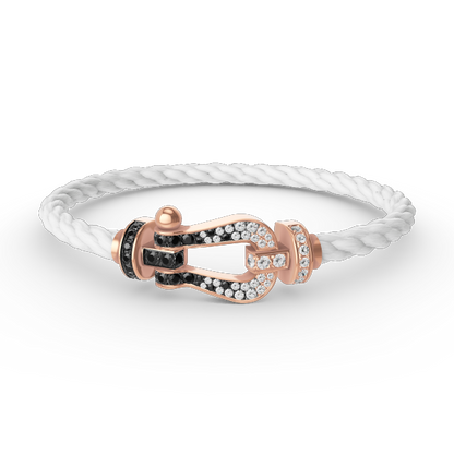 [Olivia JW]FORCE LARGE HORSESHOE BLACK WHITE DIAMOND BRACELET ROSE GOLD