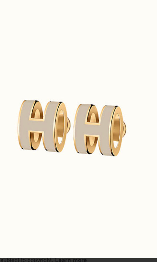 [Olivia JW]MINI POP H GOLD EARRINGS GREY