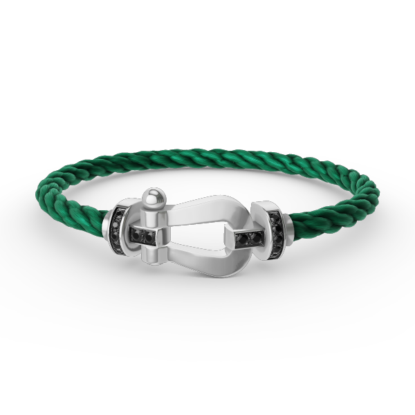[Olivia JW]FORCE LARGE HORSESHOE BLACK DIAMOND BRACELET SILVER