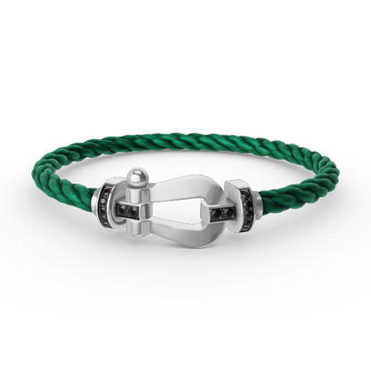 [Olivia JW]FORCE LARGE HORSESHOE BLACK DIAMOND BRACELET SILVER