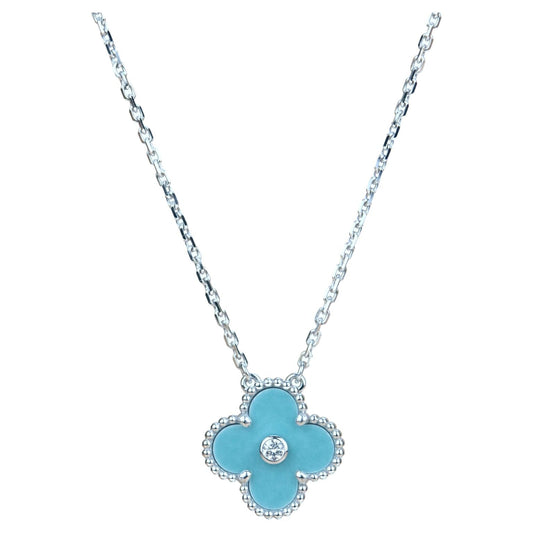 [Olivia JW]CLOVER 15MM DIAMOND SVRES PORCELAIN  NECKLACE SILVER