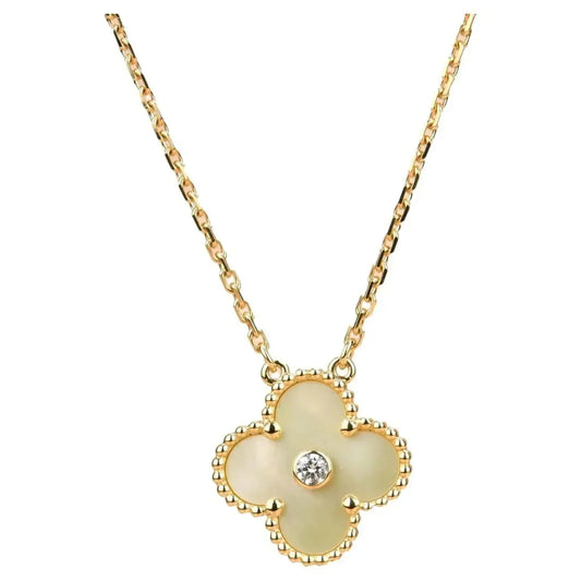 [Olivia JW]CLOVER 15MM DIAMOND GOLD MOTHER OF PEARL NECKLACE