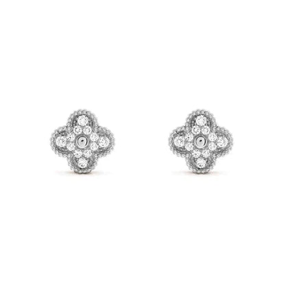 [Olivia JW]CLOVER 1 MOTIFS DIAMOND STUD EARRINGS SILVER