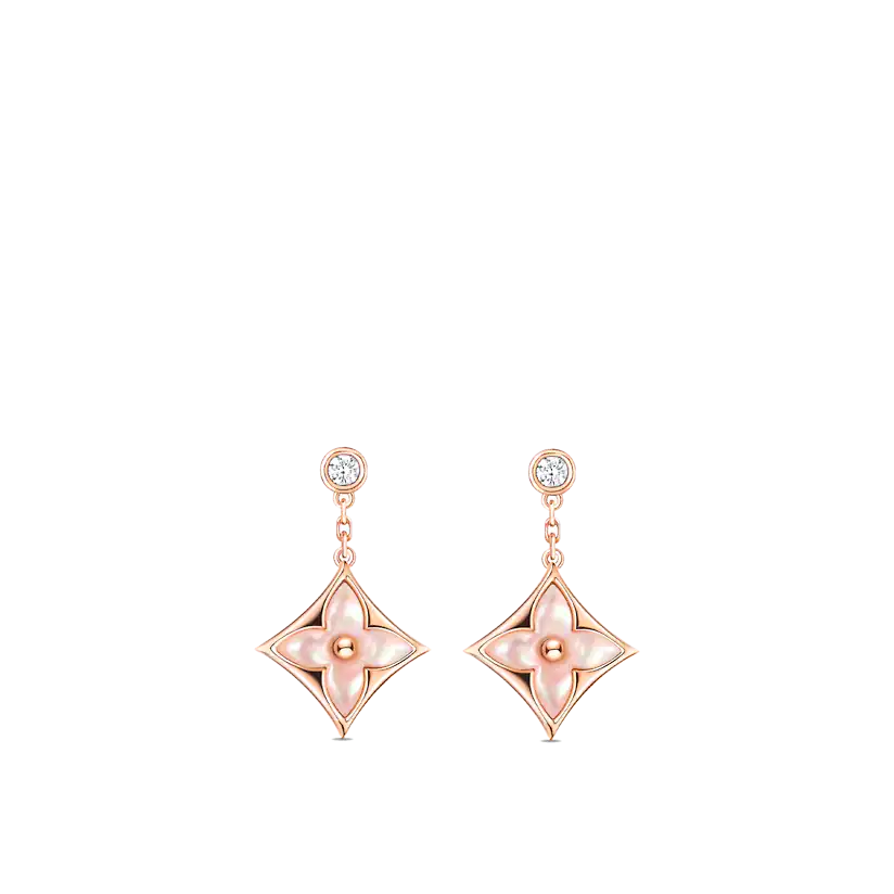 [Olivia JW]DOUBLE STAR PINK GOLD MOP DROP EARRINGS