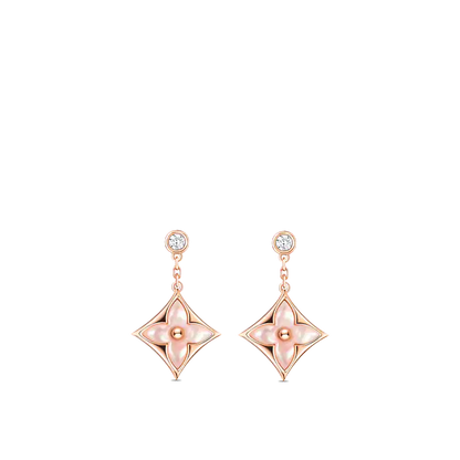 [Olivia JW]DOUBLE STAR PINK GOLD MOP DROP EARRINGS