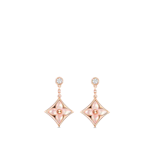[Olivia JW]DOUBLE STAR PINK GOLD MOP DROP EARRINGS