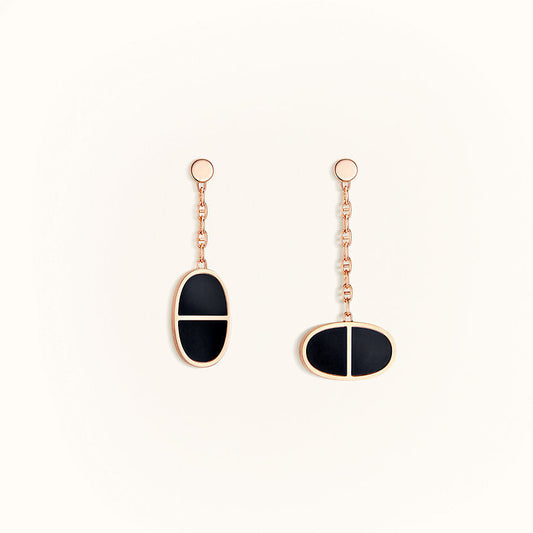 [Olivia JW]CHAINE VERSO BLACK CERAMIC EARRINGS