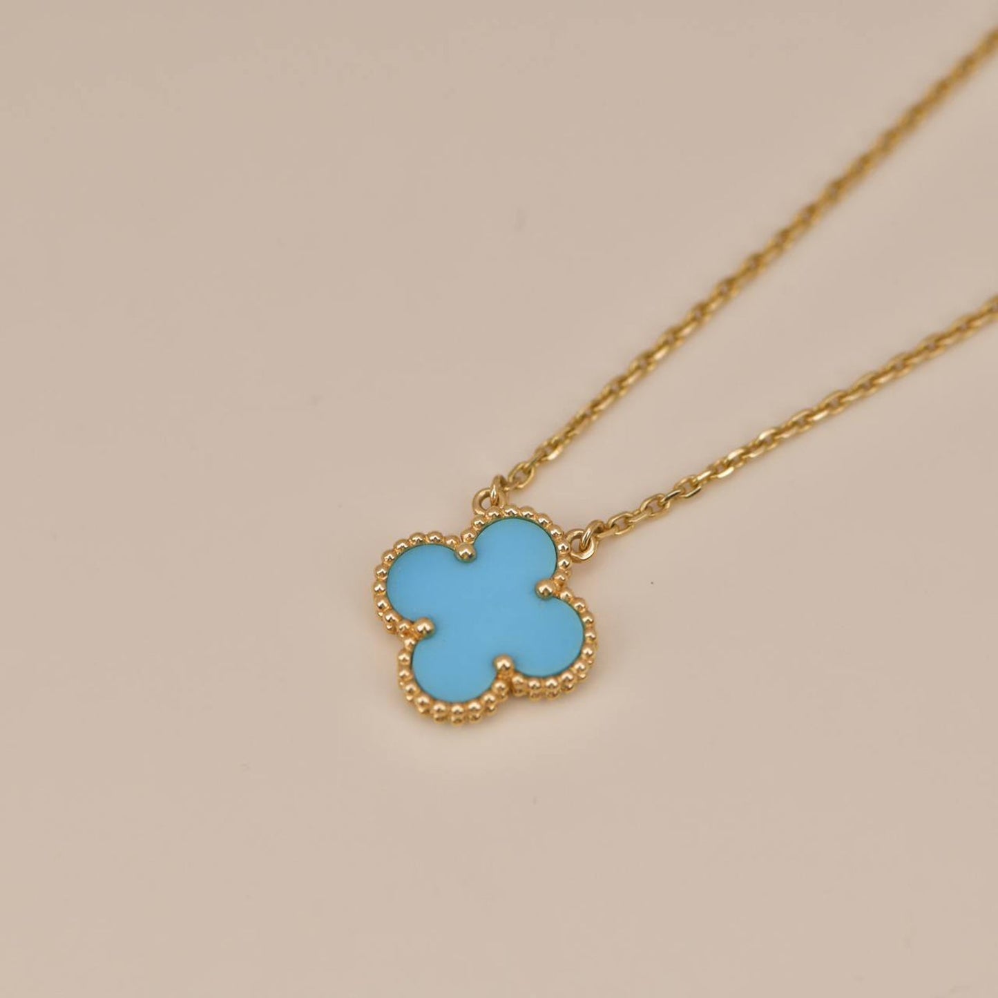 [Olivia JW]CLOVER 15MM VINTAGE TURQUOISE NECKLACE