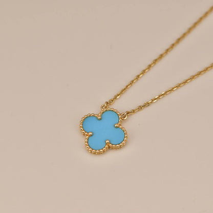 [Olivia JW]CLOVER 15MM VINTAGE TURQUOISE NECKLACE