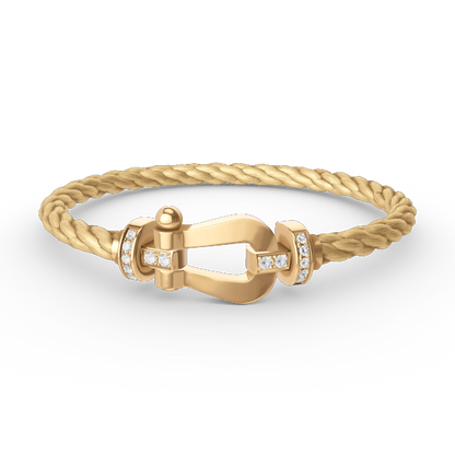 [Olivia JW]FORCE LARGE HORSESHOE HALF DIAMOND BRACELET GOLD