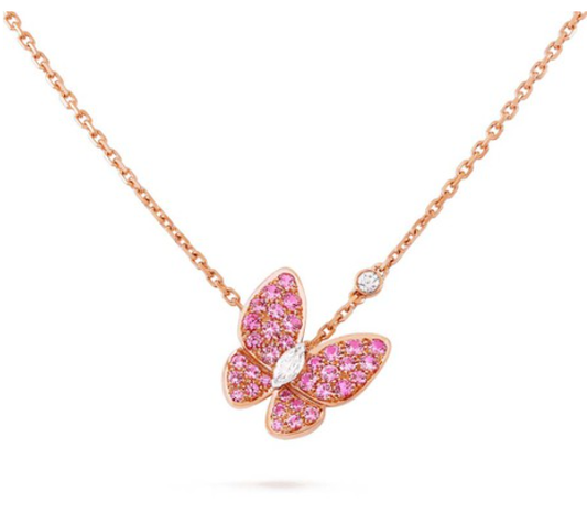 [Olivia JW]BUTTERFLY RED DIAMOND ROSE GOLD NECKLACE