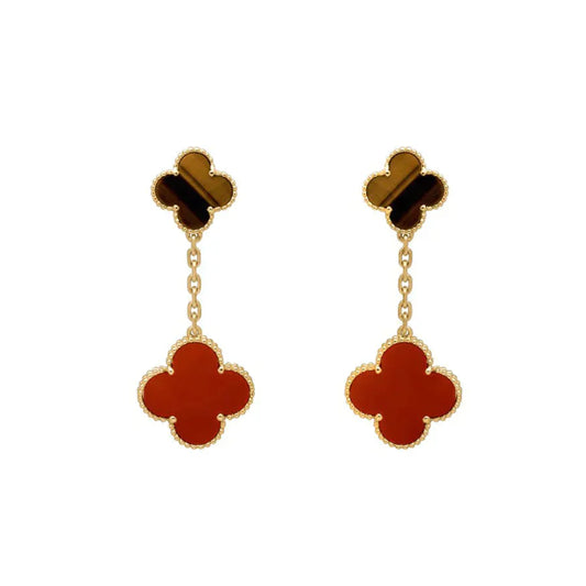[Olivia JW]CLOVER  2 MOTIF  TIGER EYE CARNELIAN EARRINGS