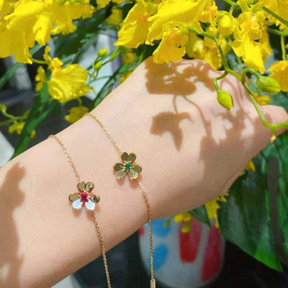 [Olivia JW]FRIVOLE GOLD FLOWER PINK MALACHITE BRACELET