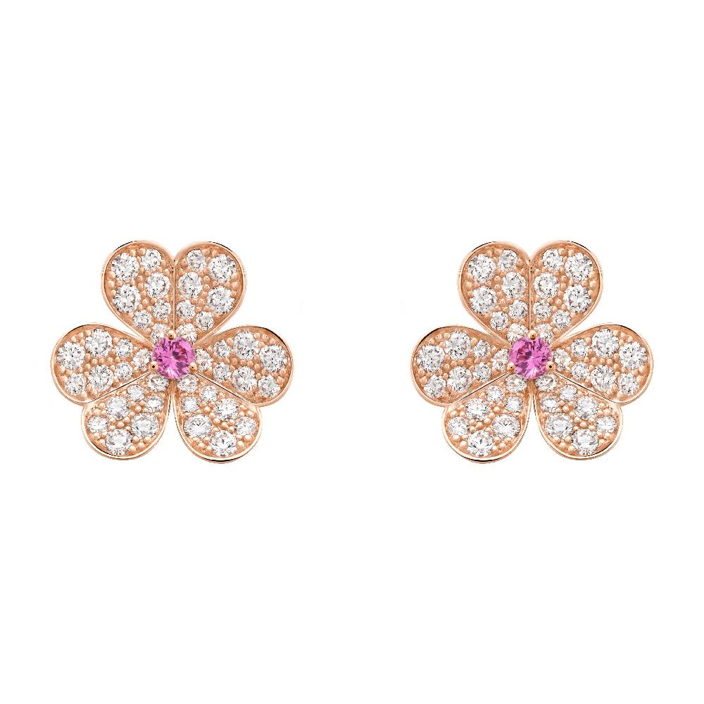 [Olivia JW]FRIVOLE PINK GOLD FLOWER DIAMOND EARRINGS