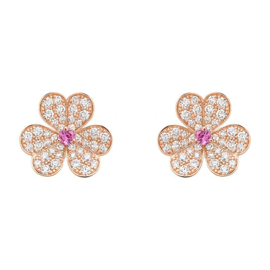 [Olivia JW]FRIVOLE PINK GOLD FLOWER DIAMOND EARRINGS