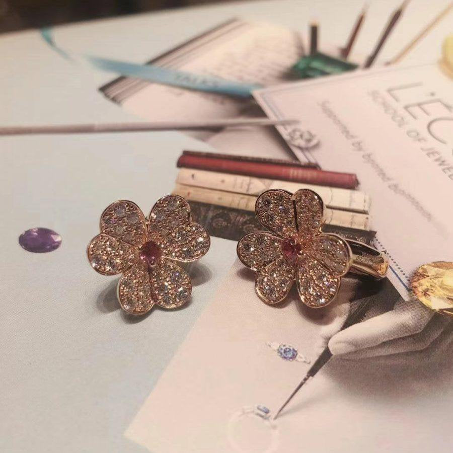 [Olivia JW]FRIVOLE PINK GOLD FLOWER DIAMOND EARRINGS