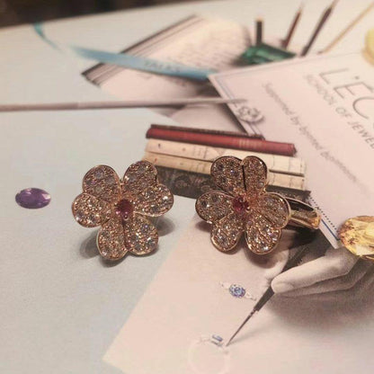 [Olivia JW]FRIVOLE PINK GOLD FLOWER DIAMOND EARRINGS